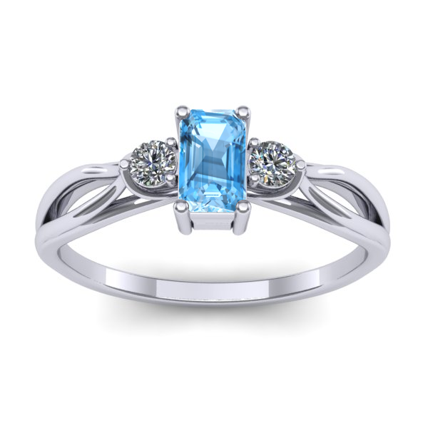 Inel logodna cu topaz blue dreptunghiular