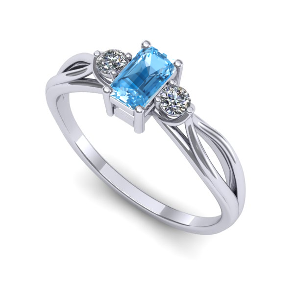 Inel de logodna din aur alb cu topaz blue