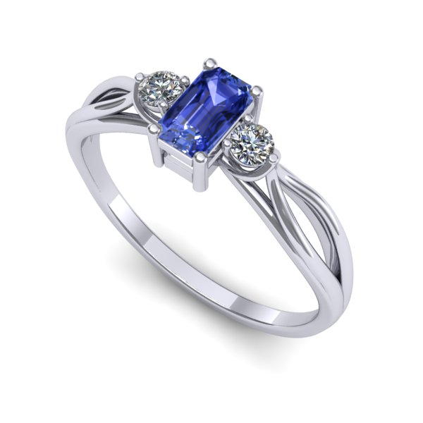 Inel logodna din aur alb cu tanzanit