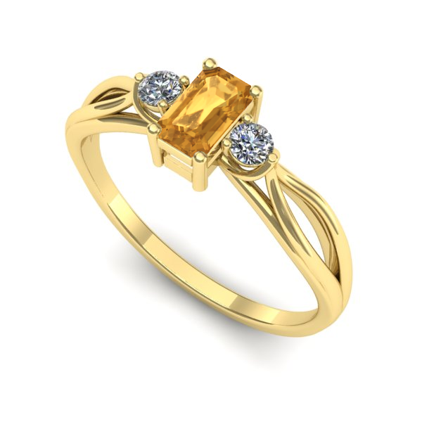 Inel logodna din aur galben cu citrin