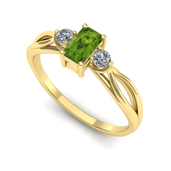 Inel de logodna din aur galben cu peridot