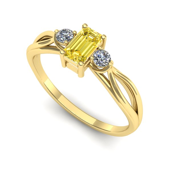 Inel logodna din aur galben cu safir galben