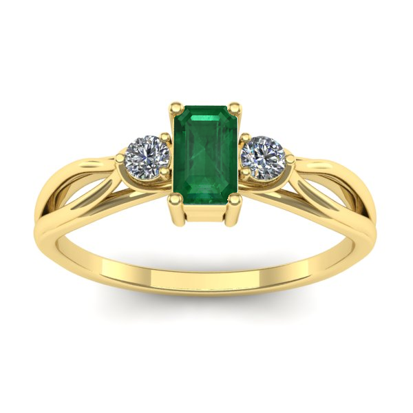 Inel cu smarald dreptunghiular