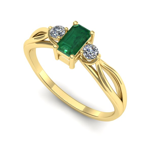 Inel din aur galben cu smarald