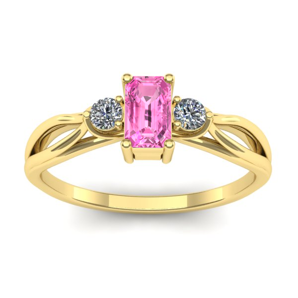 Inel cu safir roz dreptunghiular