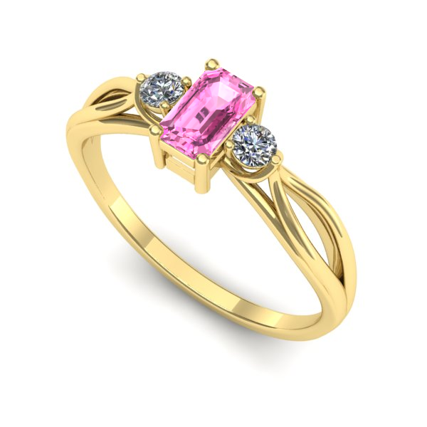 Inel de logodna din aur galben cu safir roz