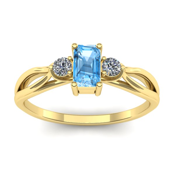 Inel de logodna cu topaz blue dreptunghiular