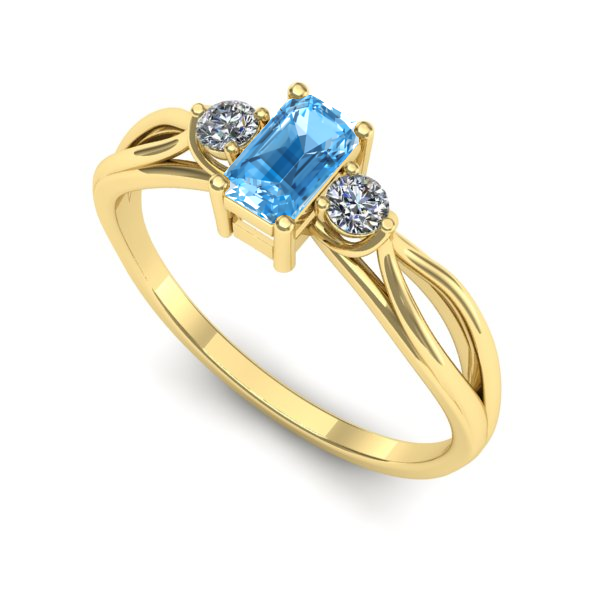 Inel de logodna din aur galben cu topaz blue
