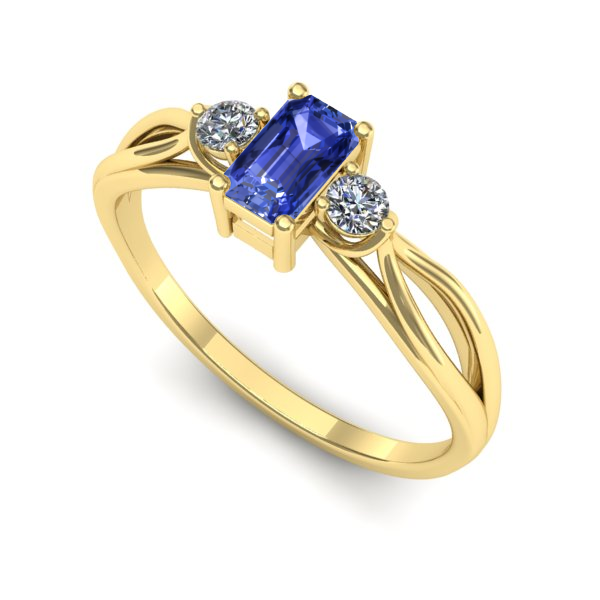 Inel logodna din aur galben cu tanzanit