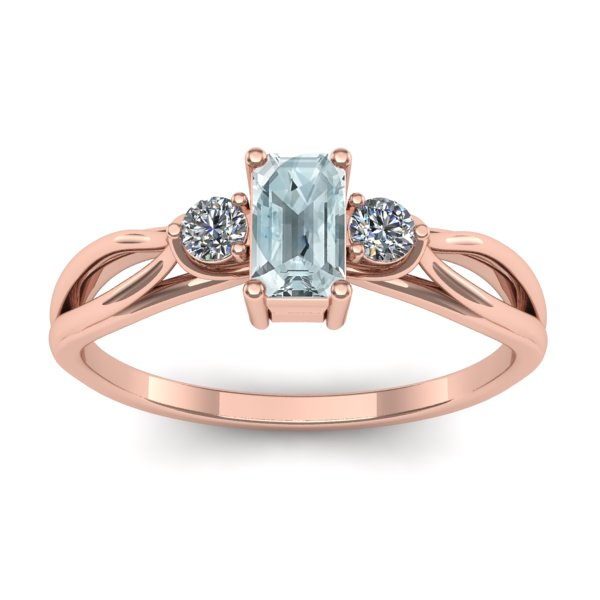 Inel cu aquamarin dreptunghiular