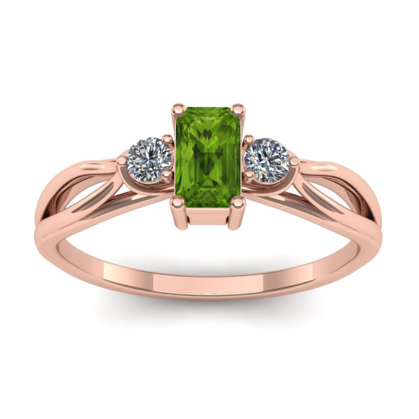 Inel de logodna cu peridot dreptunghiular