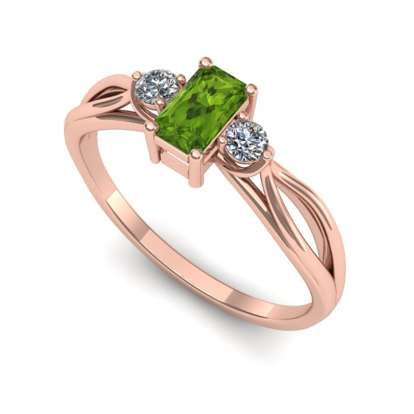 Inel de logodna din aur roz cu peridot