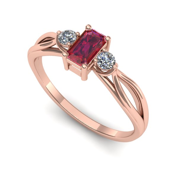 Inel de logodna din aur roz cu rubin