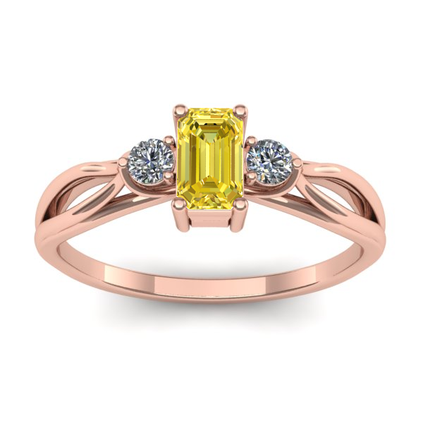 Inel cu safir galben dreptunghiular