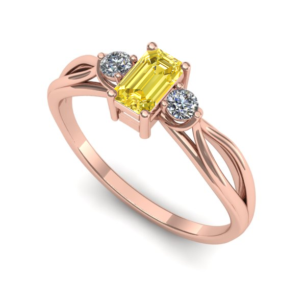 Inel din aur roz cu safir galben