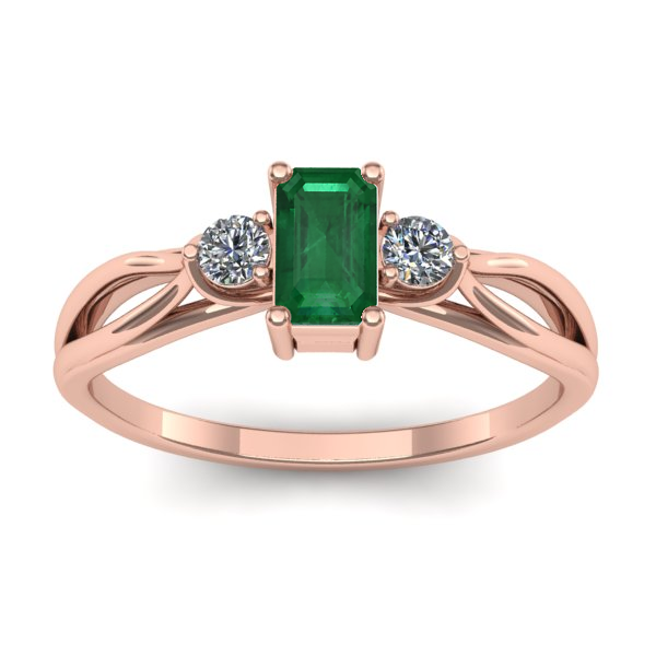 Inel cu smarald dreptunghiular