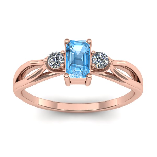 Inel cu topaz blue dreptunghiular