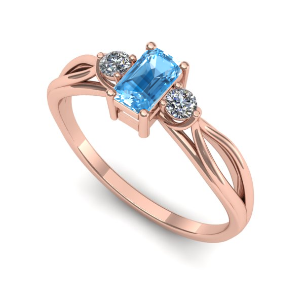 Inel din aur roz cu topaz blue