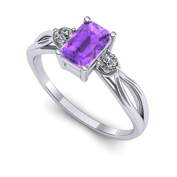 Inel din aur alb cu ametist