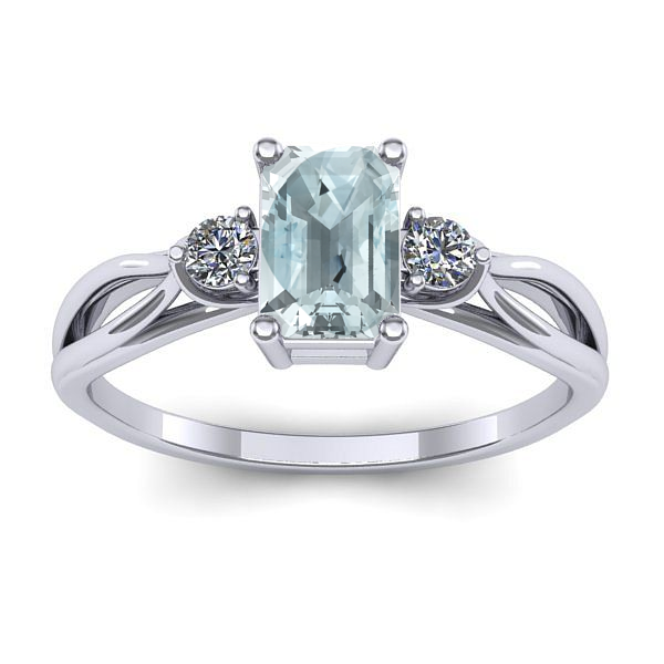 Inel cu aquamarin dreptunghiular