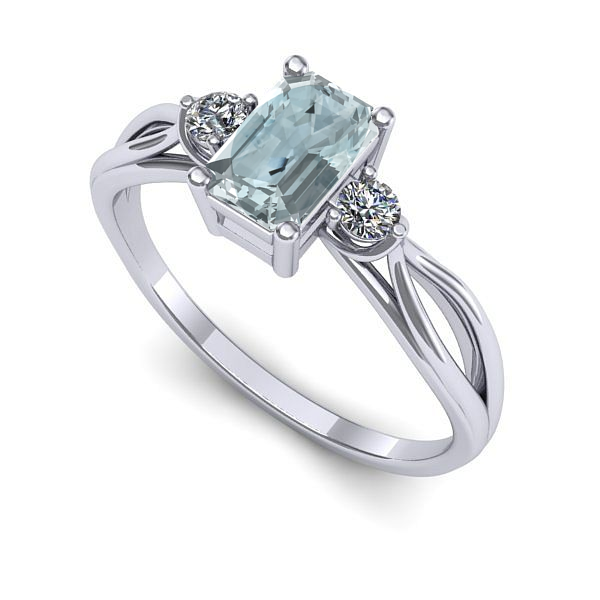 Inel din aur alb cu aquamarin