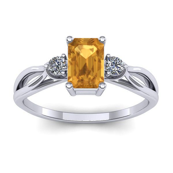 Inel cu citrin dreptunghiular