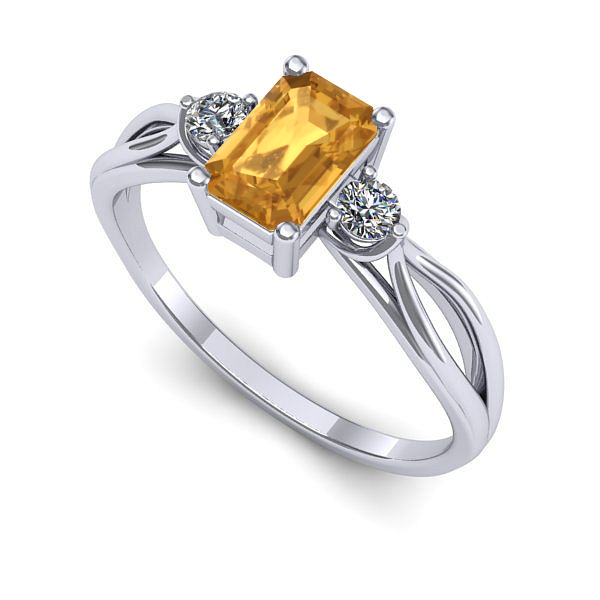 Inel din aur alb cu citrin