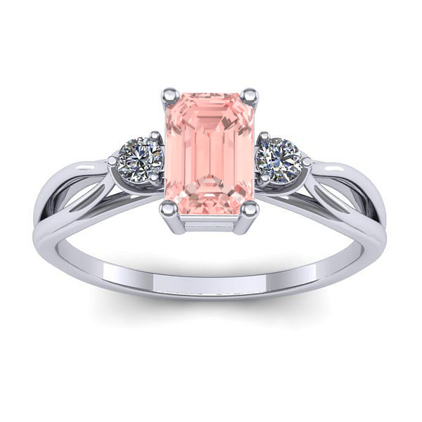 Inel cu diamant de laborator roz dreptunghiular