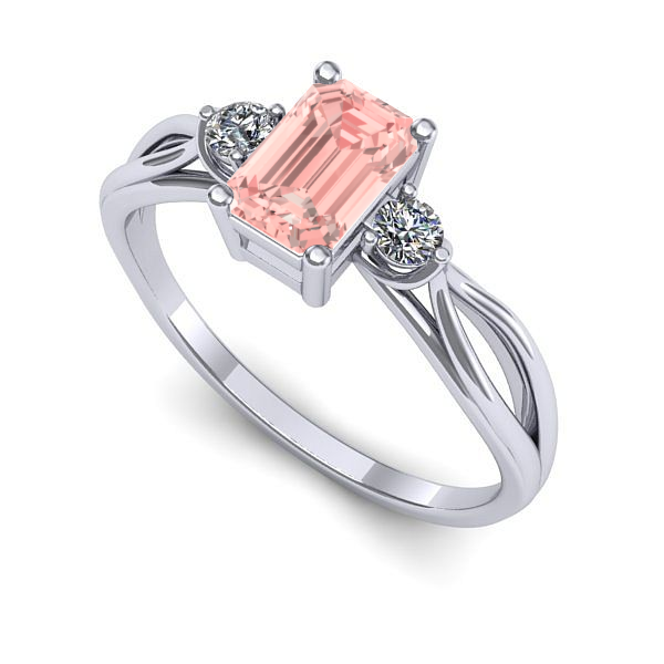 Inel de logodna din aur alb cu diamant de laborator roz