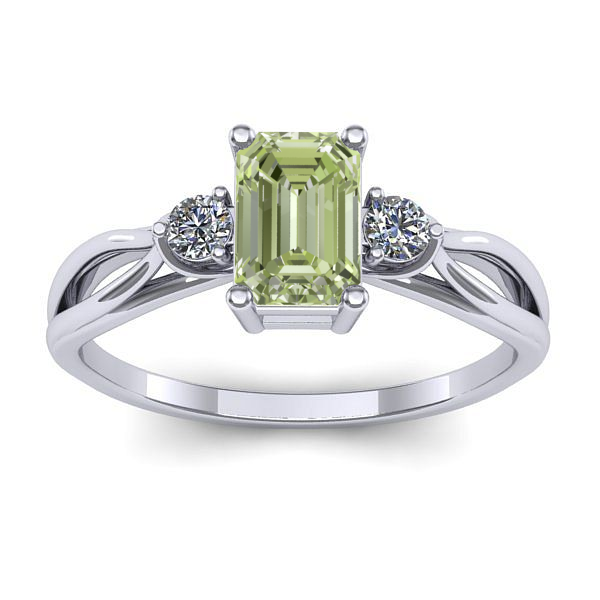 Inel de logodna cu diamant de laborator verde dreptunghiular