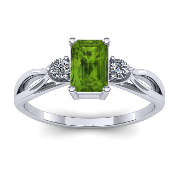 Inel de logodna cu peridot dreptunghiular
