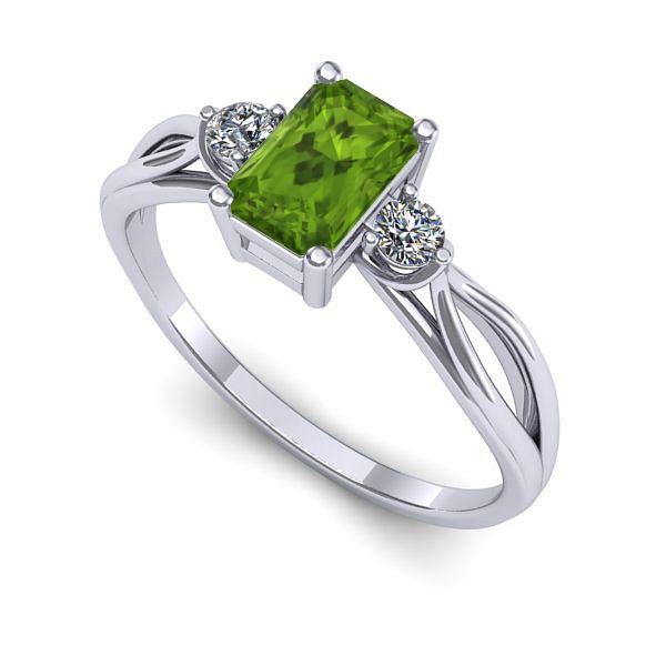 Inel din aur alb cu peridot