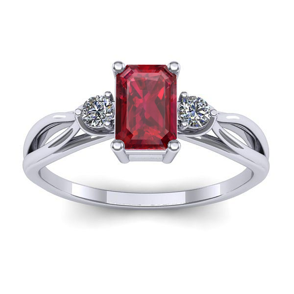 Inel logodna cu rubin dreptunghiular