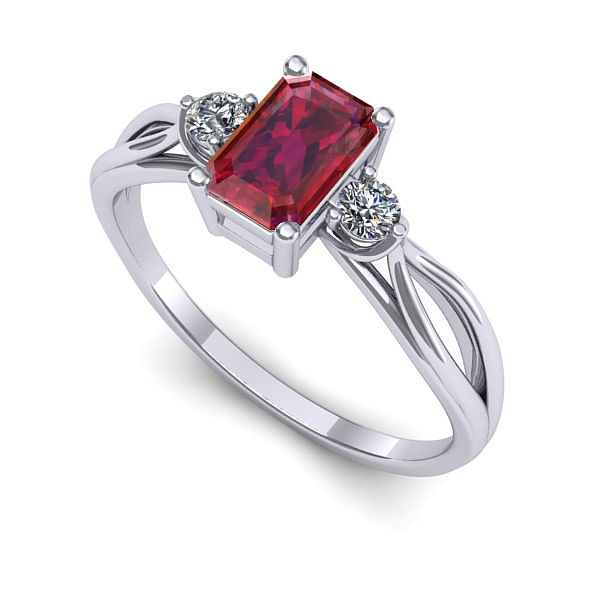 Inel de logodna din aur alb cu rubin