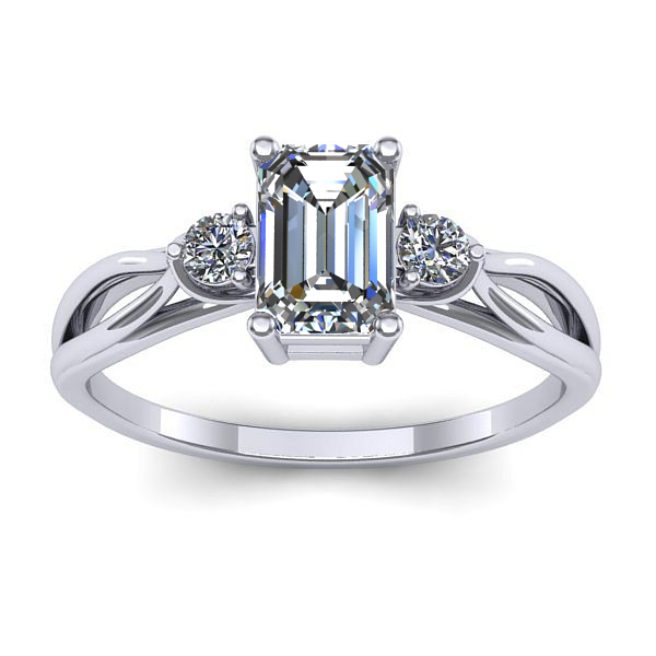 Inel logodna cu safir alb dreptunghiular