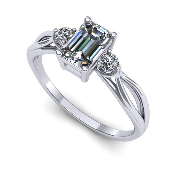 Inel logodna din aur alb cu safir alb