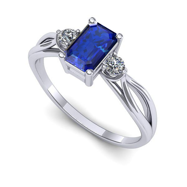 Inel logodna din aur alb cu safir