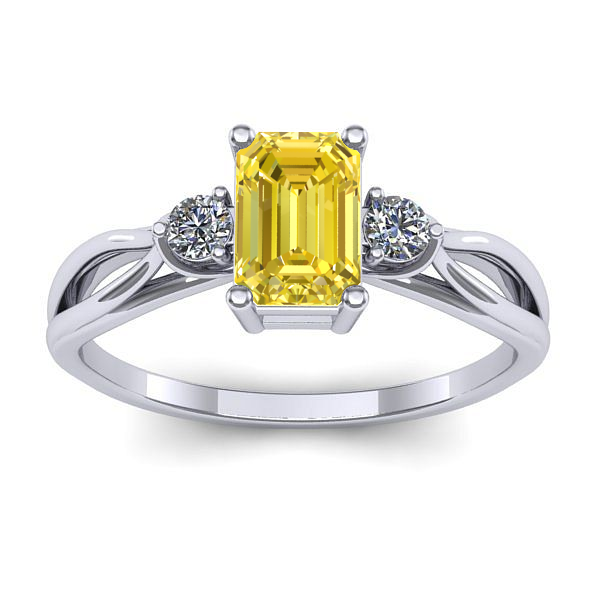 Inel logodna cu safir galben dreptunghiular