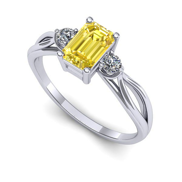 Inel din aur alb cu safir galben