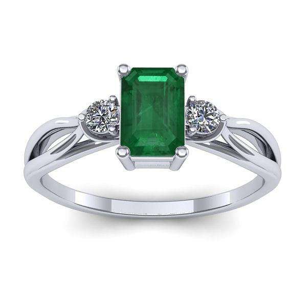 Inel cu smarald dreptunghiular