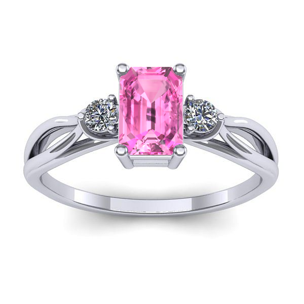 Inel de logodna cu safir roz dreptunghiular