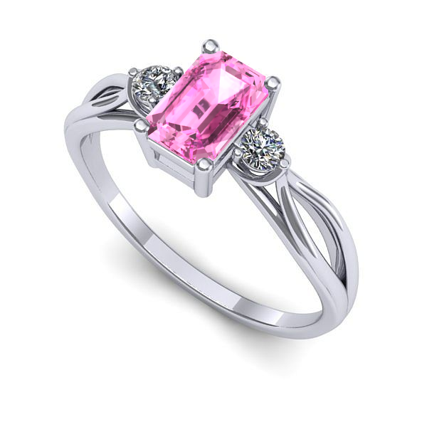 Inel din aur alb cu safir roz