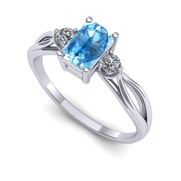 Inel logodna din aur alb cu topaz blue