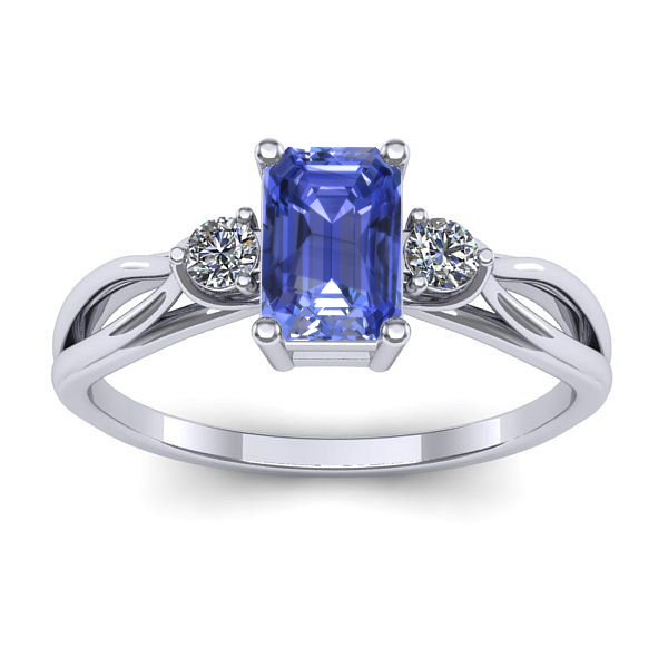 Inel de logodna cu tanzanit dreptunghiular