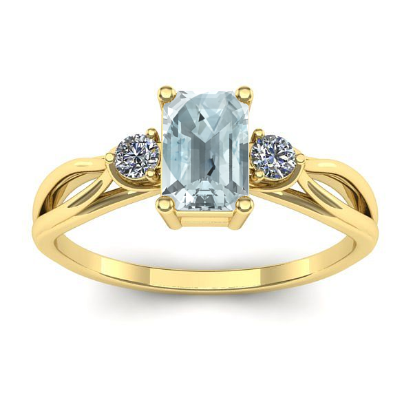 Inel logodna cu aquamarin dreptunghiular