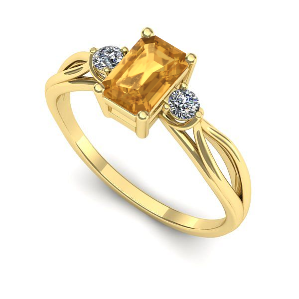 Inel din aur galben cu citrin