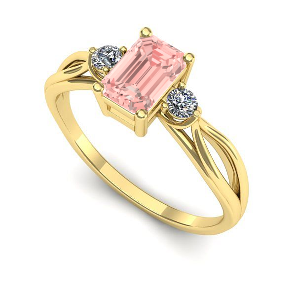 Inel de logodna din aur galben cu diamant de laborator roz
