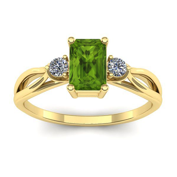 Inel de logodna cu peridot dreptunghiular