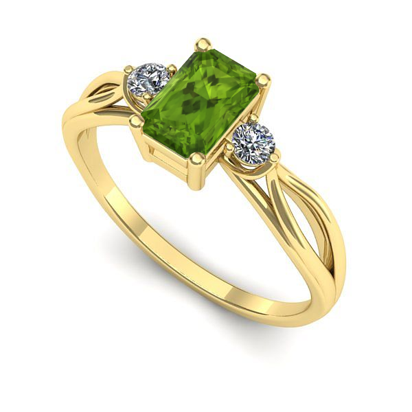 Inel de logodna din aur galben cu peridot