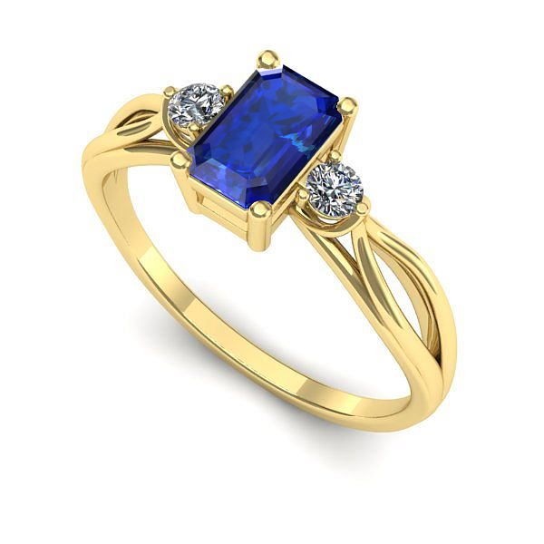 Inel de logodna din aur galben cu safir